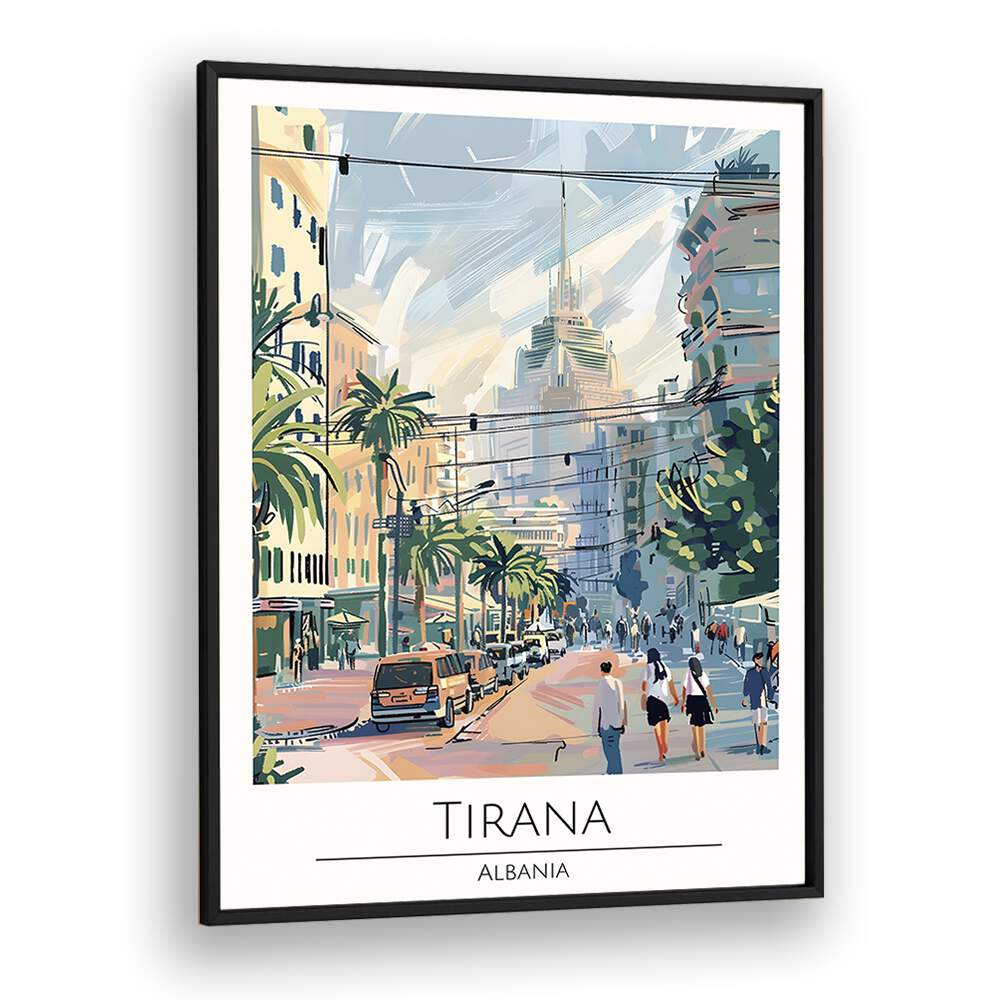 tirana-albania travel posters in Black Plain Frame