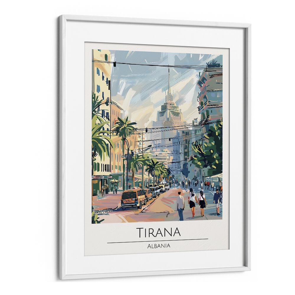 tirana-albania travel posters in White Frame With Mount