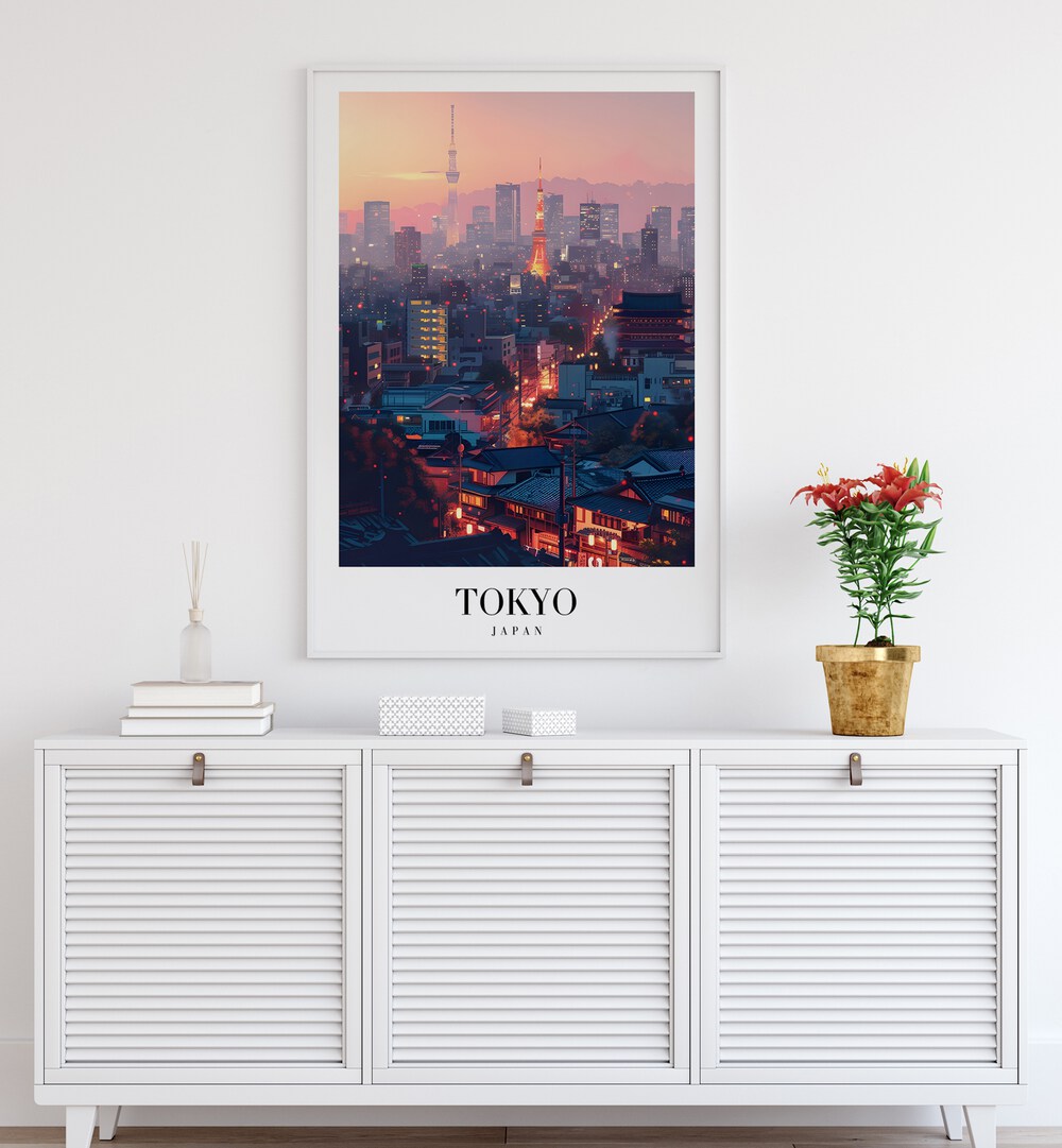 tokyo-japan travel posters Artwork IV placed on a Wall 
