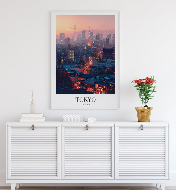 tokyo-japan travel posters Artwork IV placed on a Wall 