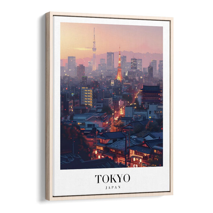 tokyo-japan travel posters in Oak Wood Floater Frame