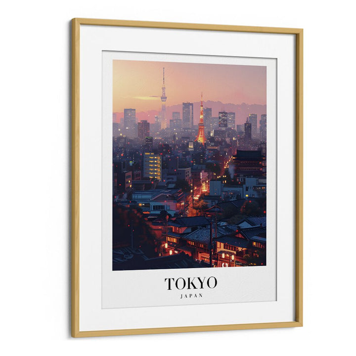 tokyo-japan travel posters in Oak Wood Frame With Mount