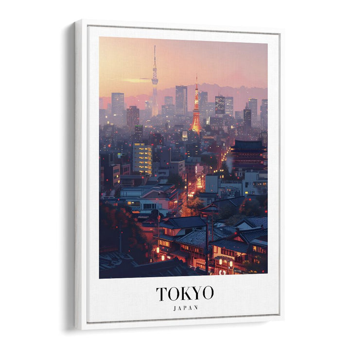 tokyo-japan travel posters in White Floater Frame