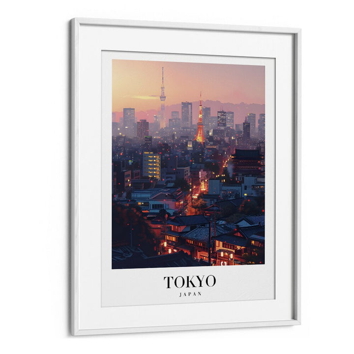 tokyo-japan travel posters in White Frame With Mount