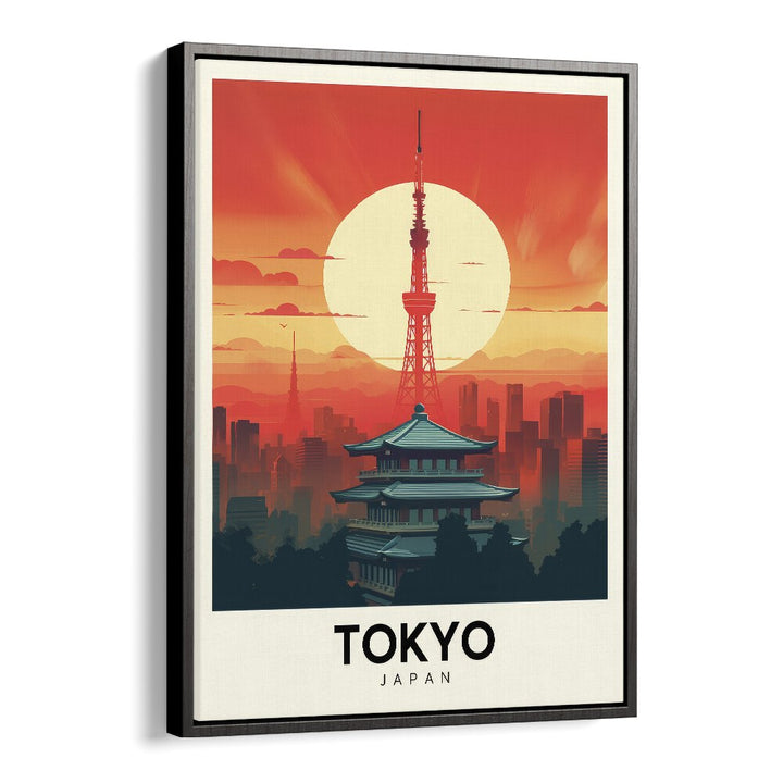 tokyo tapestry travel posters in Black Floater Frame