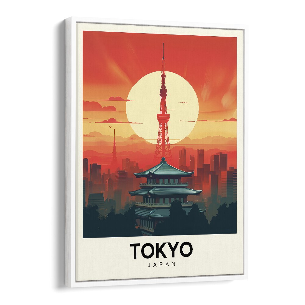 tokyo tapestry travel posters in White Floater Frame