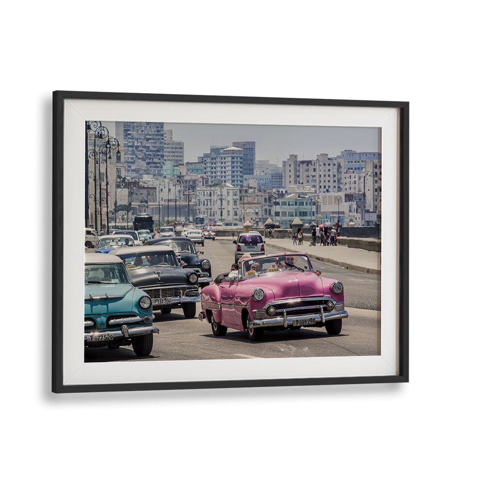 traffic on the malecone car poster in Black Frame With Mount