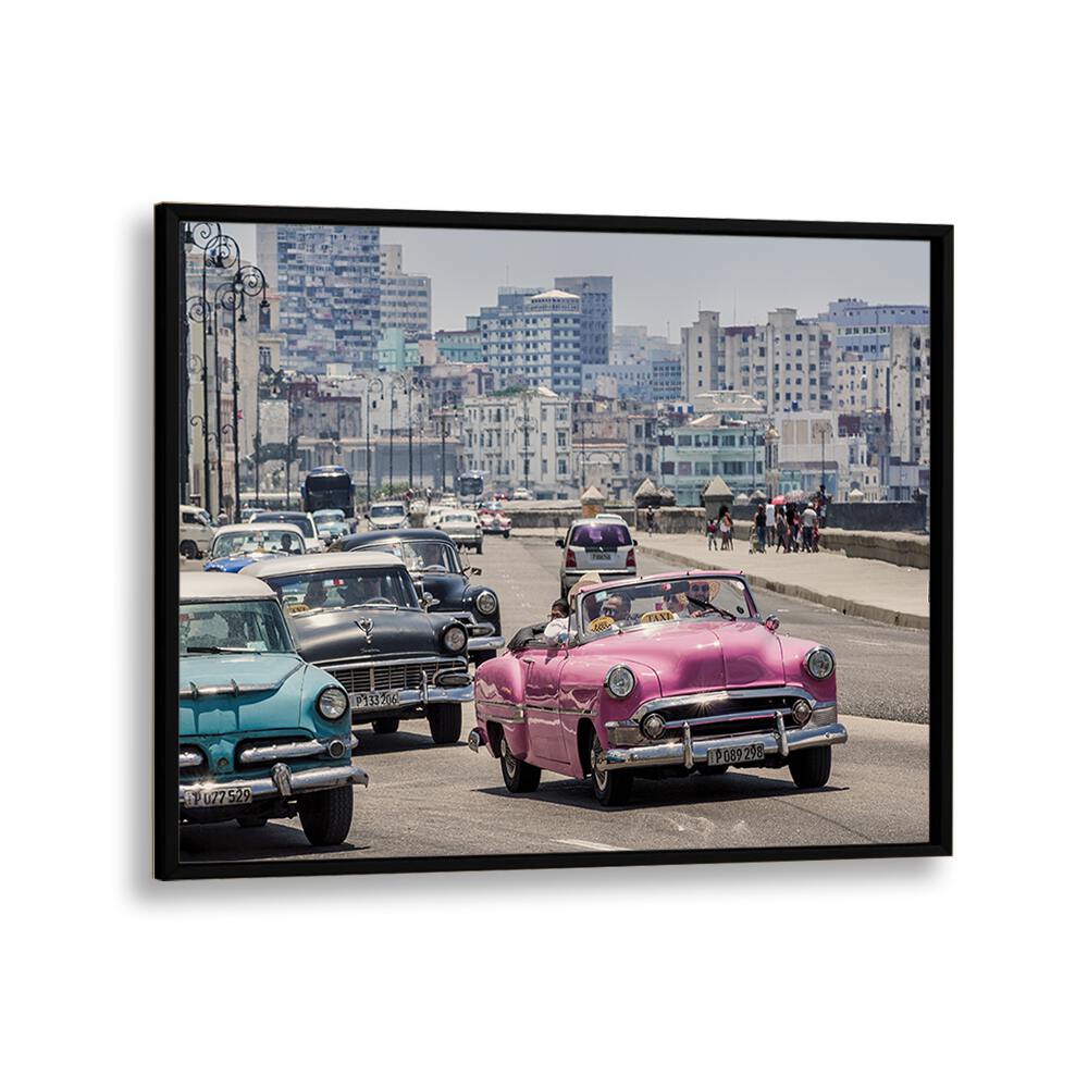 traffic on the malecone car poster in Black Plain Frame