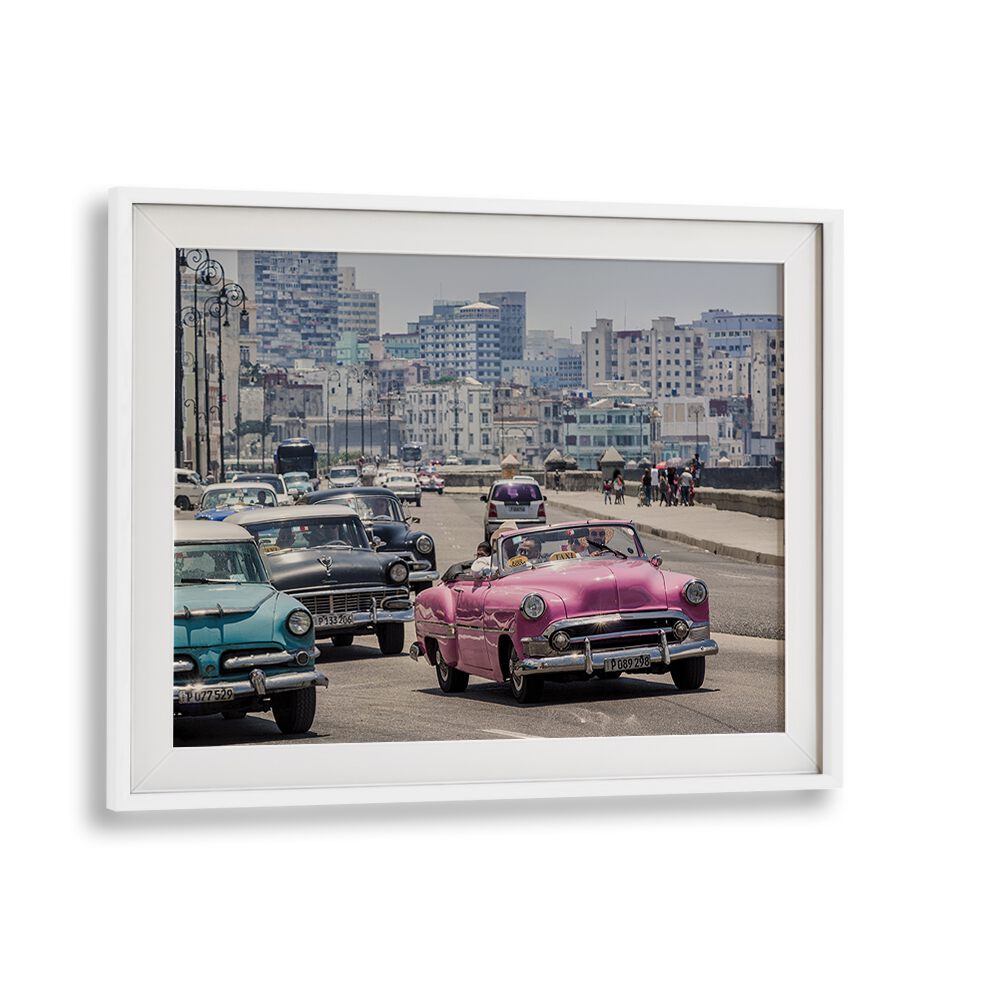 traffic on the malecone car poster in White Frame With Mount