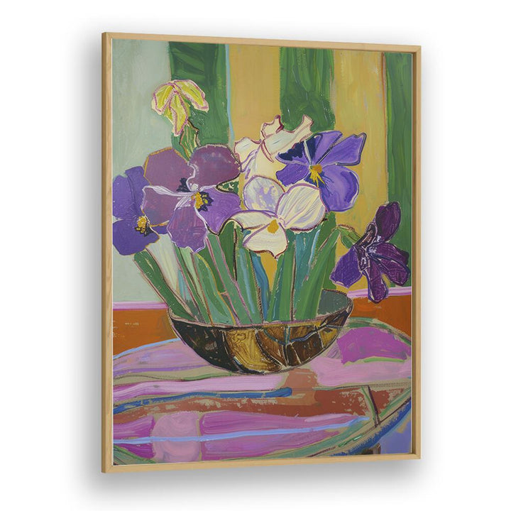 tranquil blossoms II electric wall art prints in Oak Wood Plain Frame