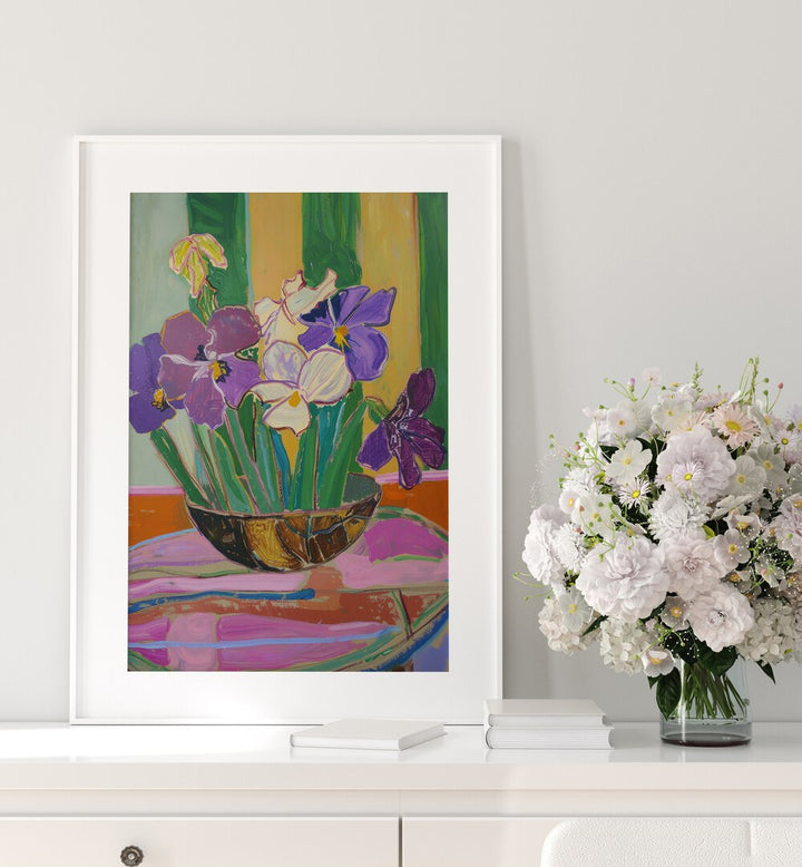 tranquil blossoms II electric wall art prints placed on a table