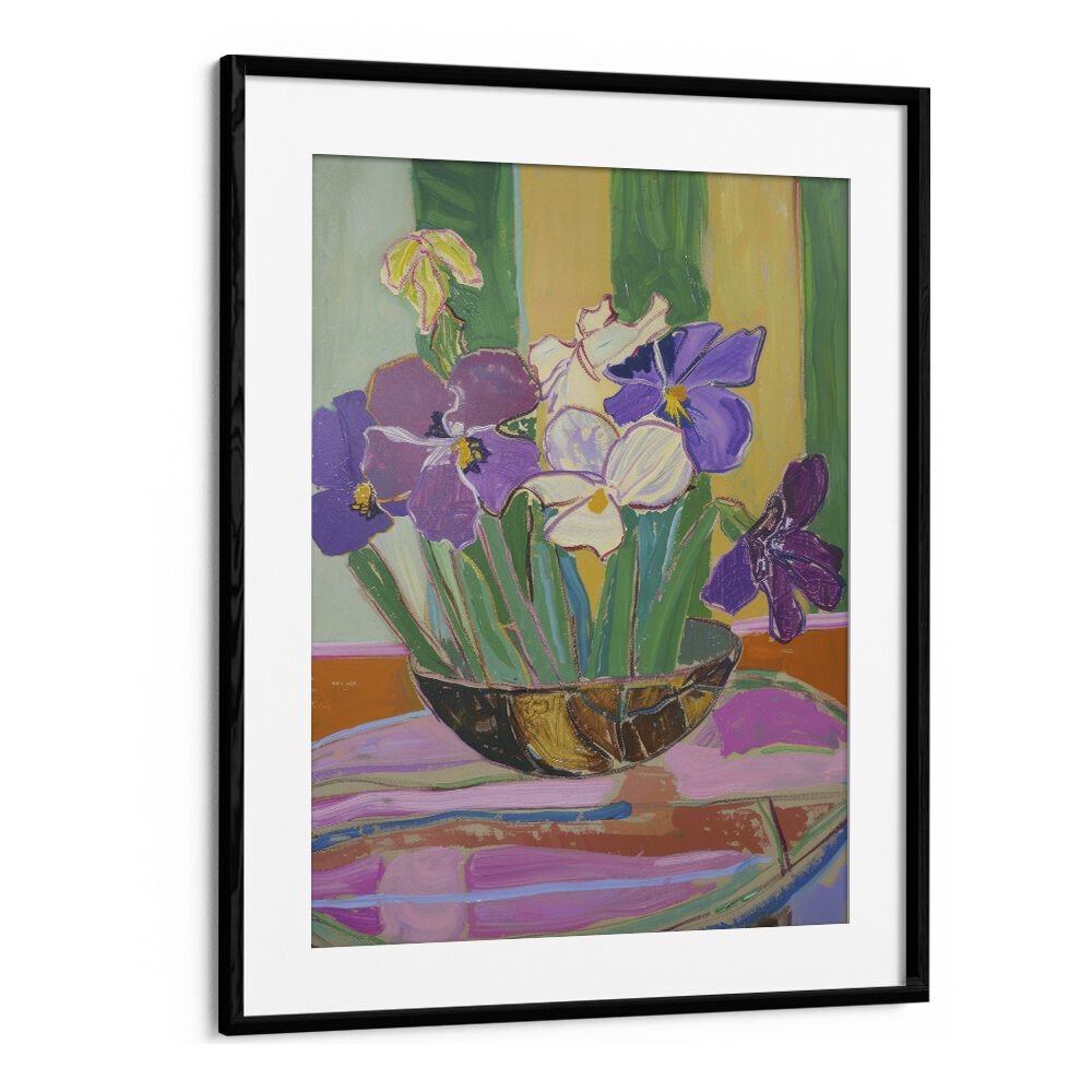 tranquil blossoms II electric wall art prints in Black Frame With Mount