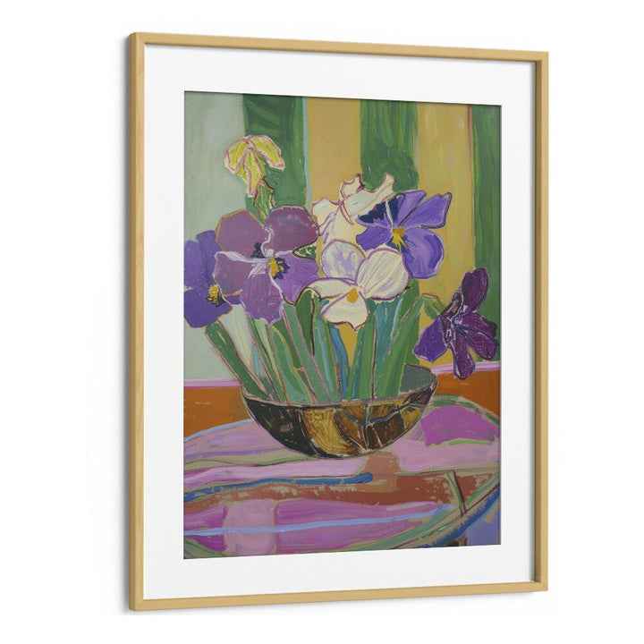 tranquil blossoms II electric wall art prints in Oak Wood Frame With Mount