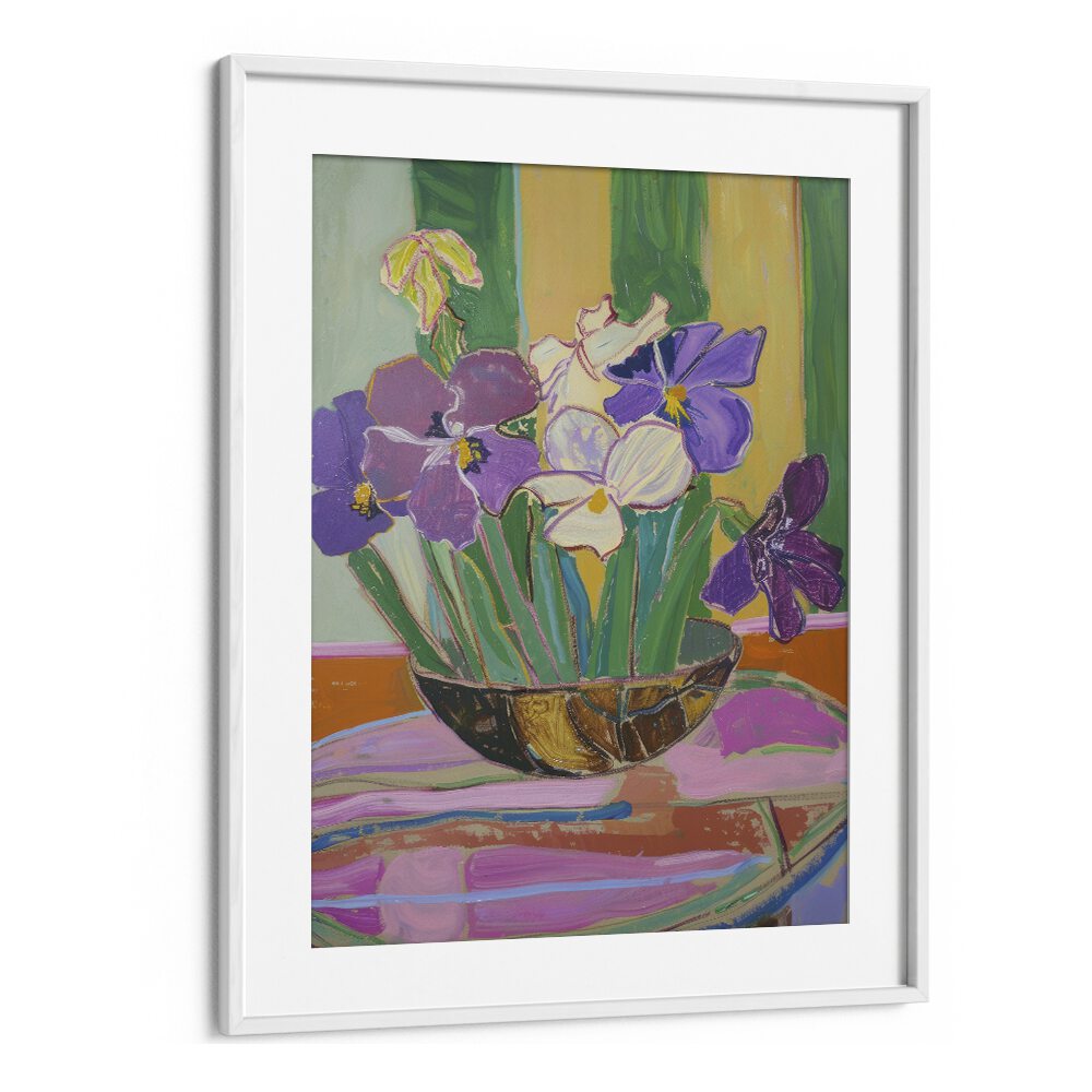 tranquil blossoms II electric wall art prints in White Frame With Mount