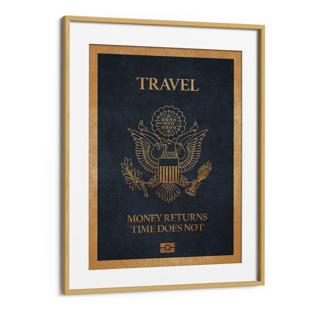 travel quote travel posters in Oak Wood Frame With Mount