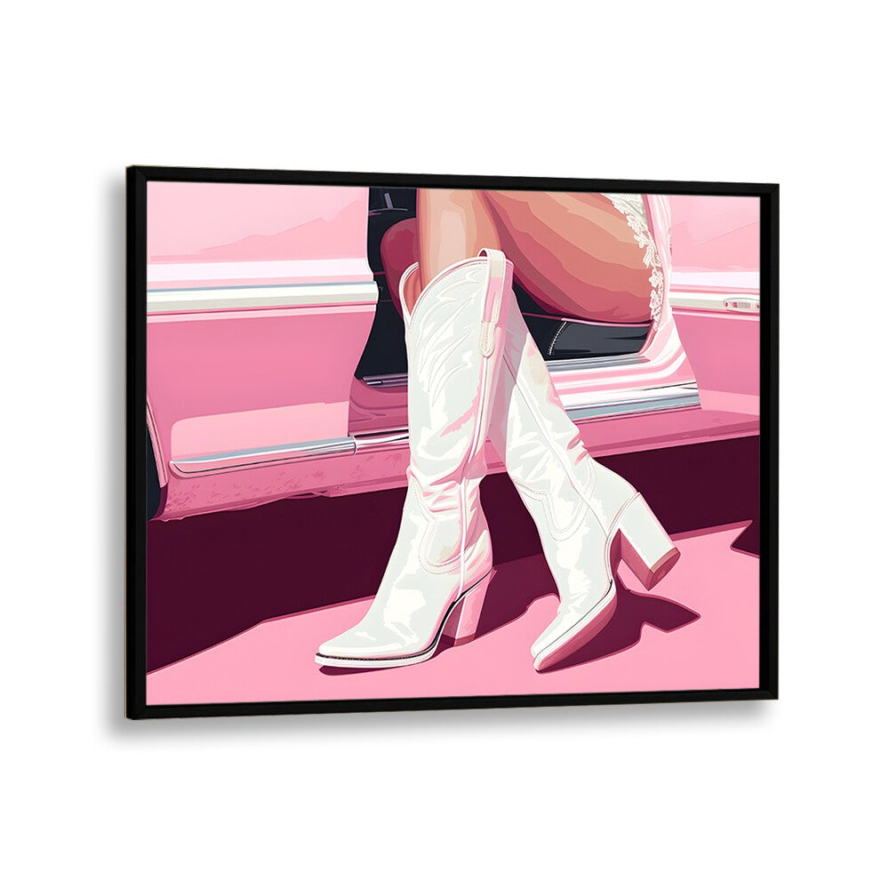 tthese boots are made for walking electric wall art prints in Black Plain Frame