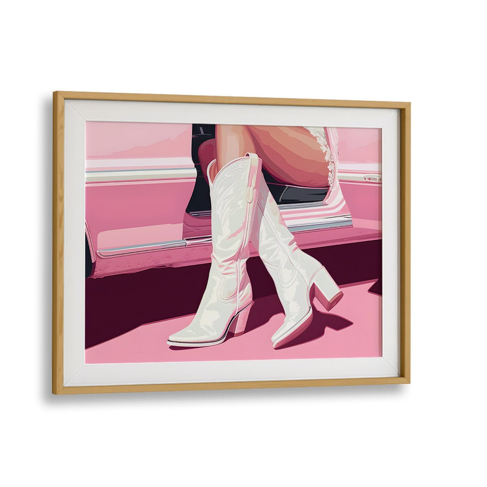 tthese boots are made for walking electric wall art prints in Oak Wood Frame With Mount