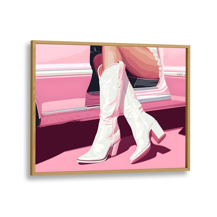 tthese boots are made for walking electric wall art prints in Oak Wood Plain Frame