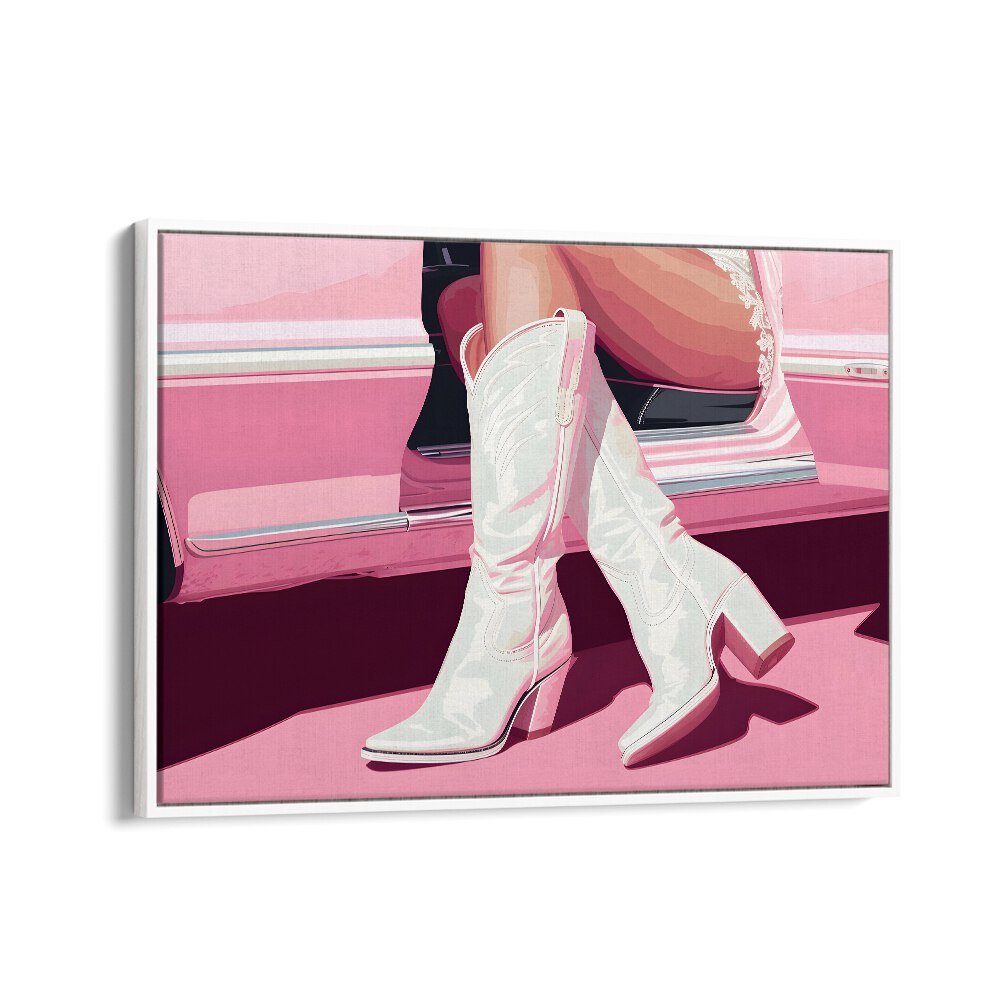 tthese boots are made for walking electric wall art prints in White Floater Frame