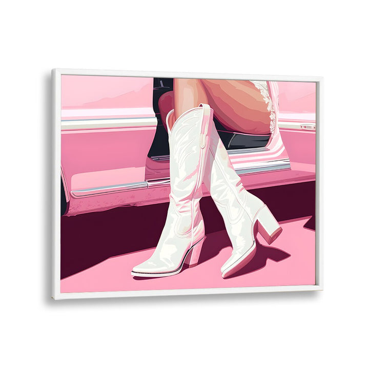 these boots are made for walking electric wall art prints in White Floater Frame