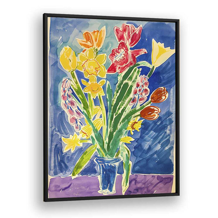 tulip lily orchid delight electric wall art prints in Black Plain Frame