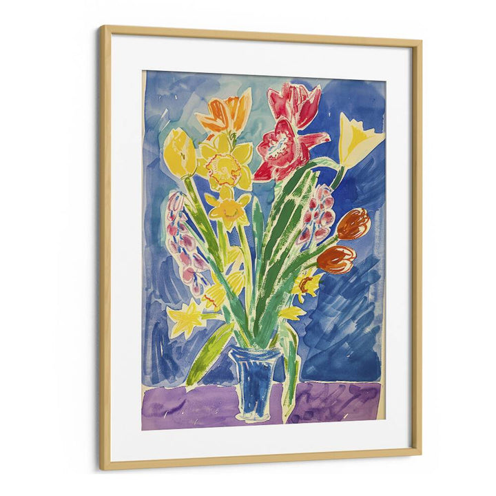 tulip lily orchid delight electric wall art prints in Oak Wood Frame With Mount