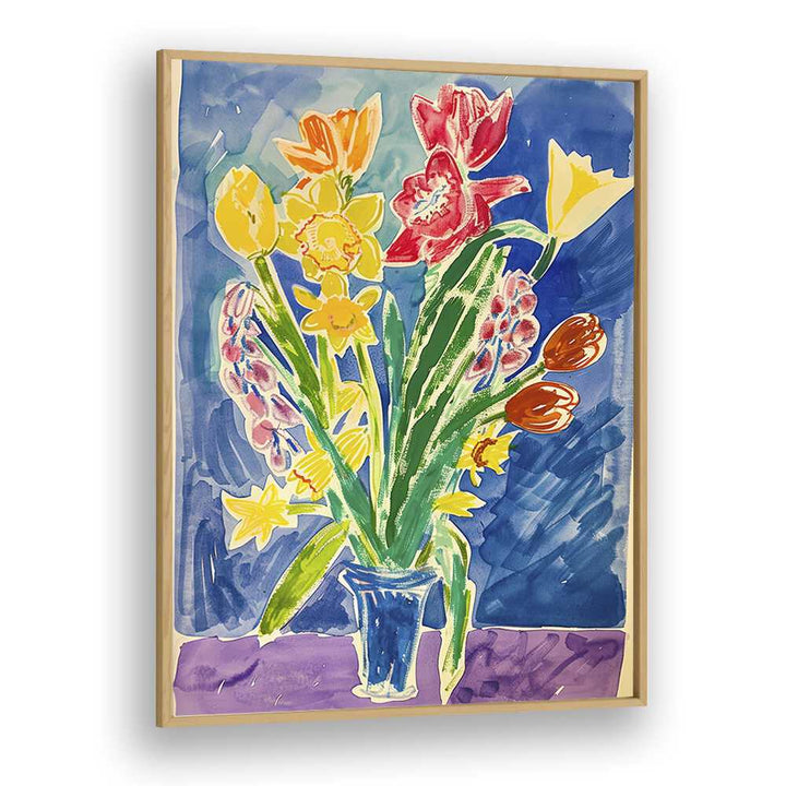 tulip lily orchid delight electric wall art prints in Oak Wood Plain Frame