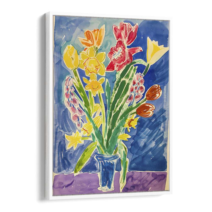 tulip lily orchid delight electric wall art prints in White Floater Frame