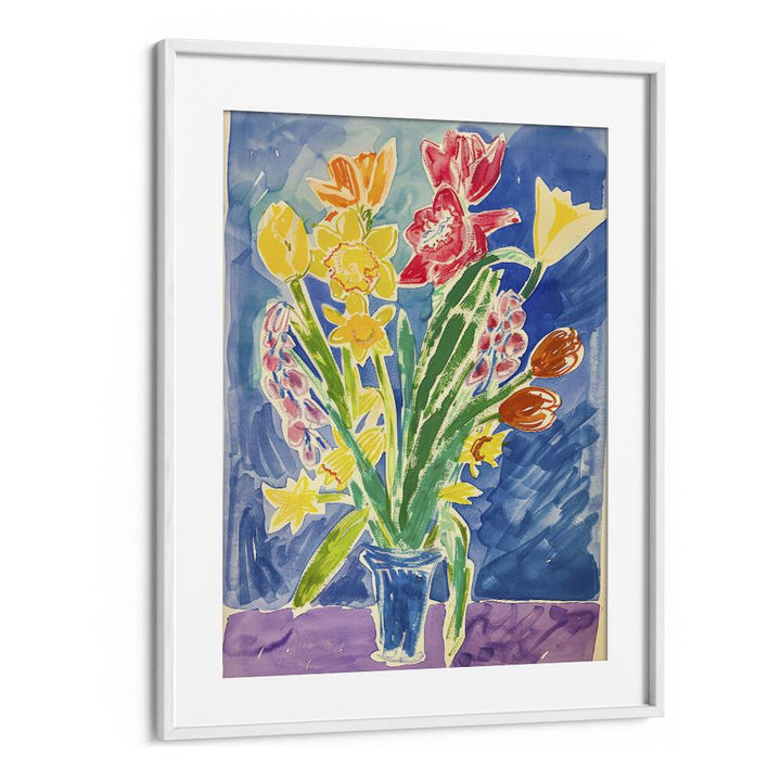 tulip lily orchid delight electric wall art prints in White Frame With Mount