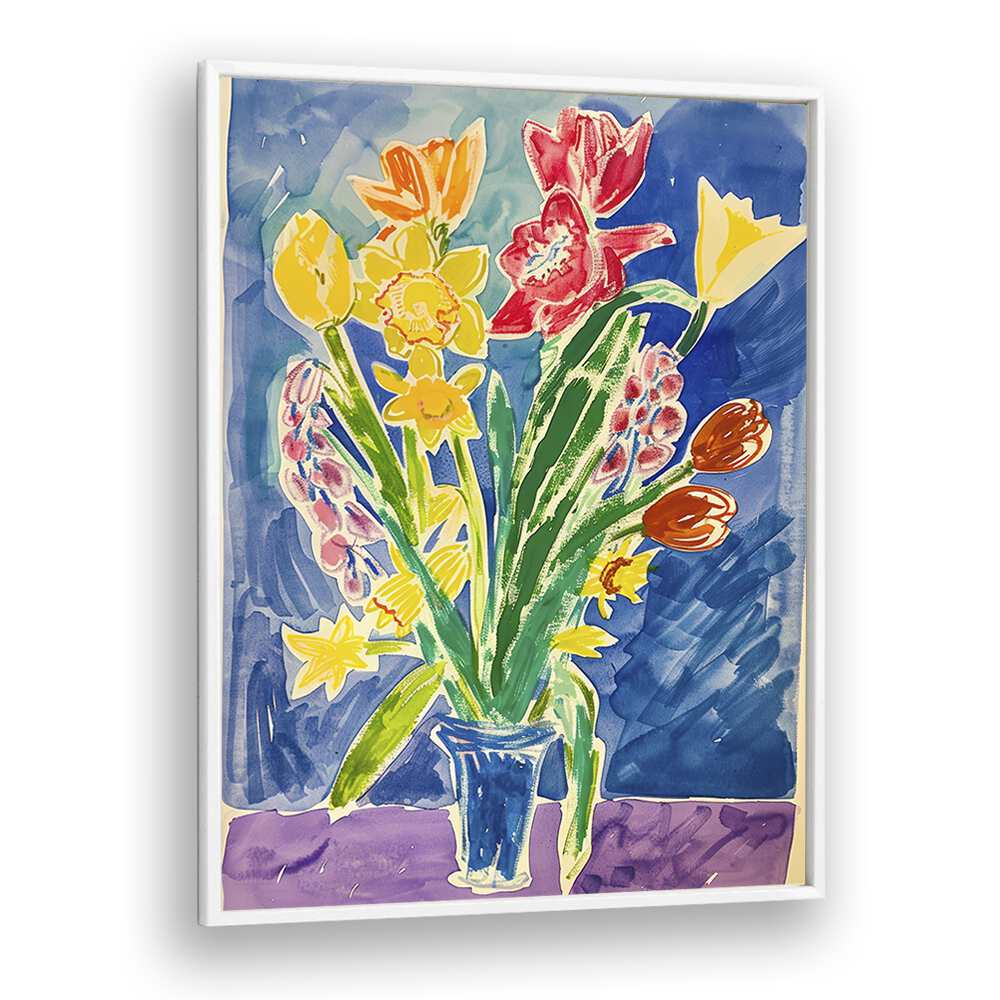 tulip lily orchid delight electric wall art prints in White Plain Frame