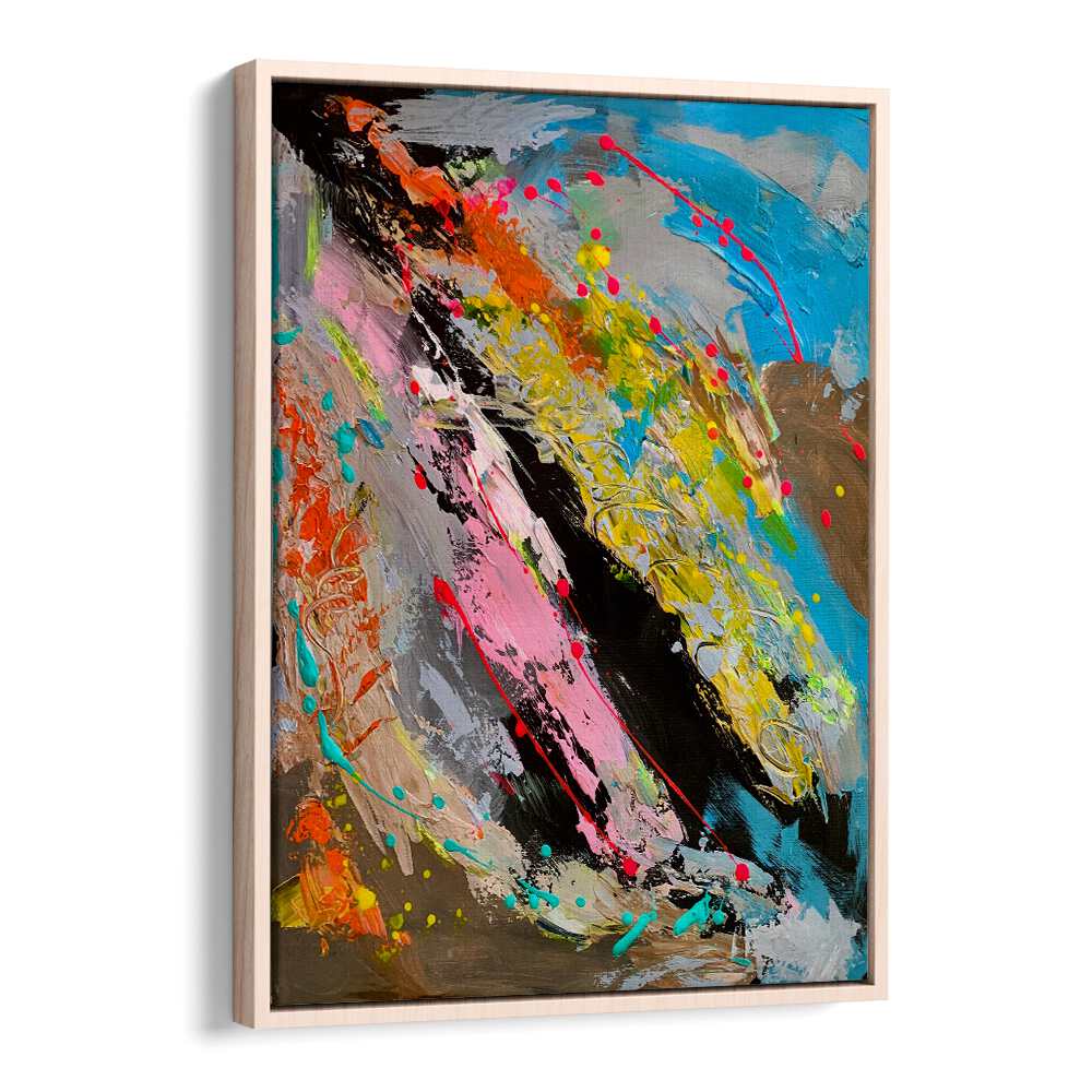 turbulent tranquility abstract paintings in Oak Wood Floater Frame