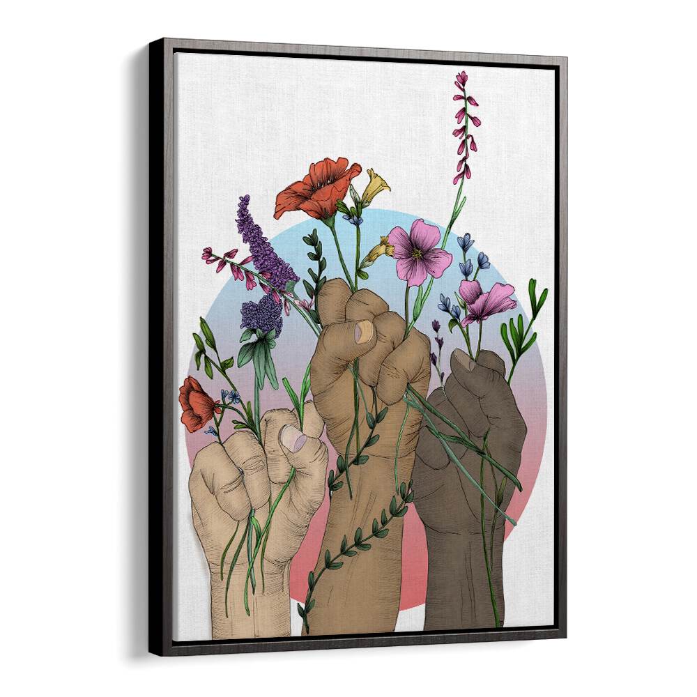 unity colour original Vintage paintings in Black Floater Frame