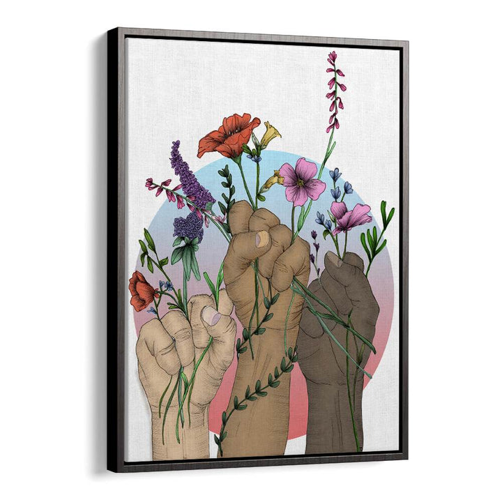 unity colour original Vintage paintings in Black Floater Frame