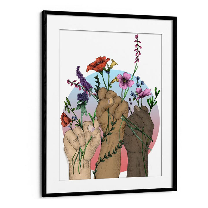 unity colour original Vintage paintings in Black Frame With Mount