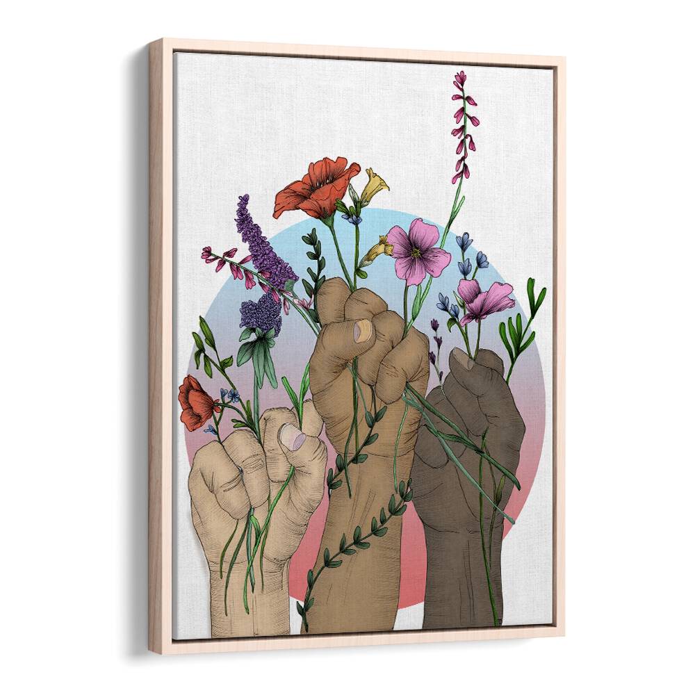 unity colour original Vintage paintings in Oak Wood Floater Frame