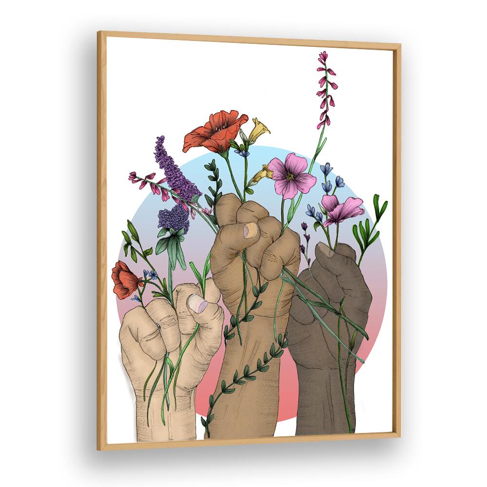 unity colour original Vintage paintings in Oak Wood Plain Frame