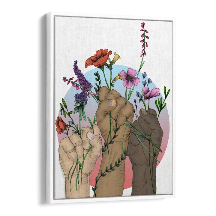 unity colour original Vintage paintings in White Floater Frame