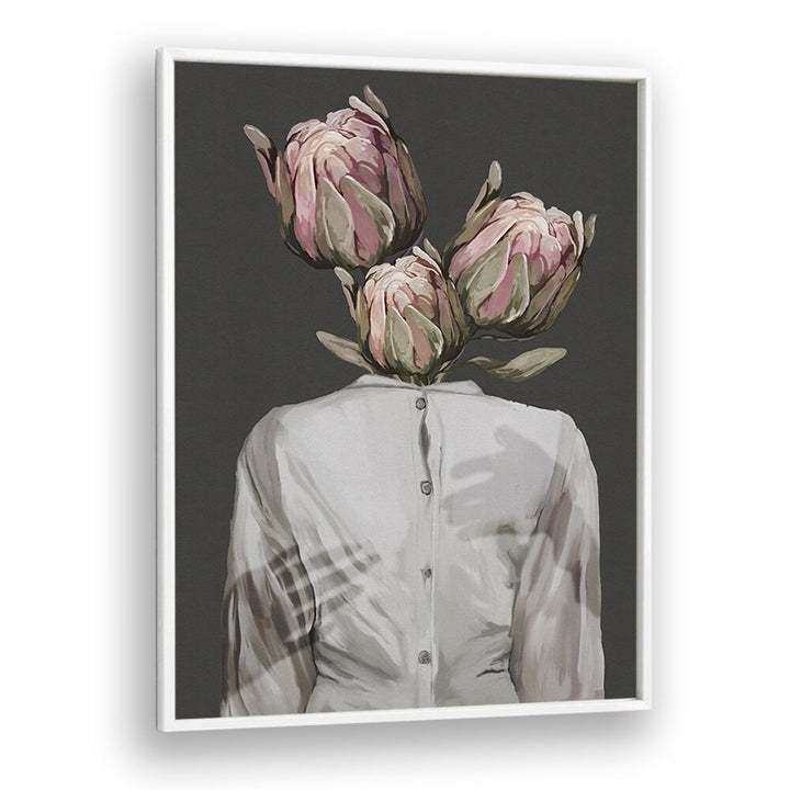 unknown longing dark version by gabriella roberg wall art prints in White Plain Frame