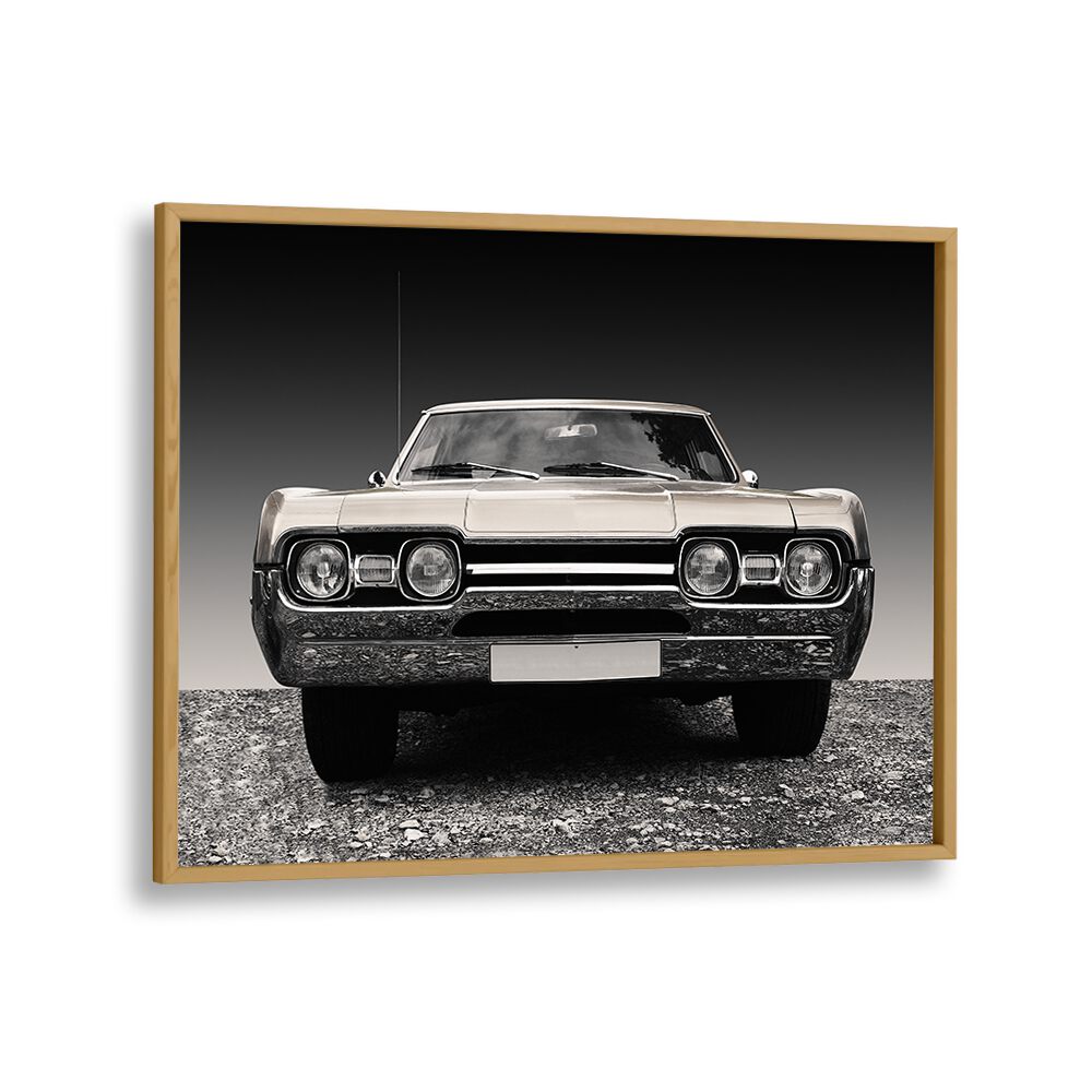 us classic car car poster in Oak Wood Plain Frame