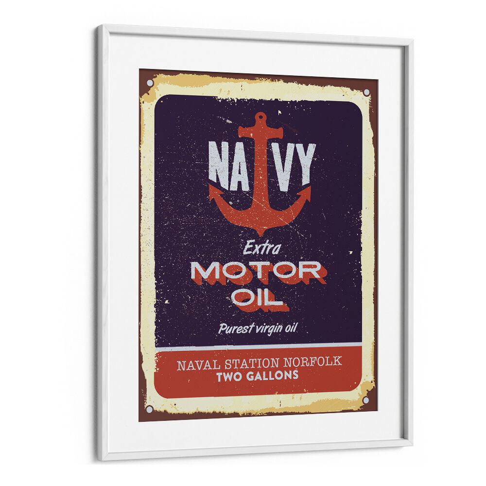 us navy car poster in White Frame With Mount