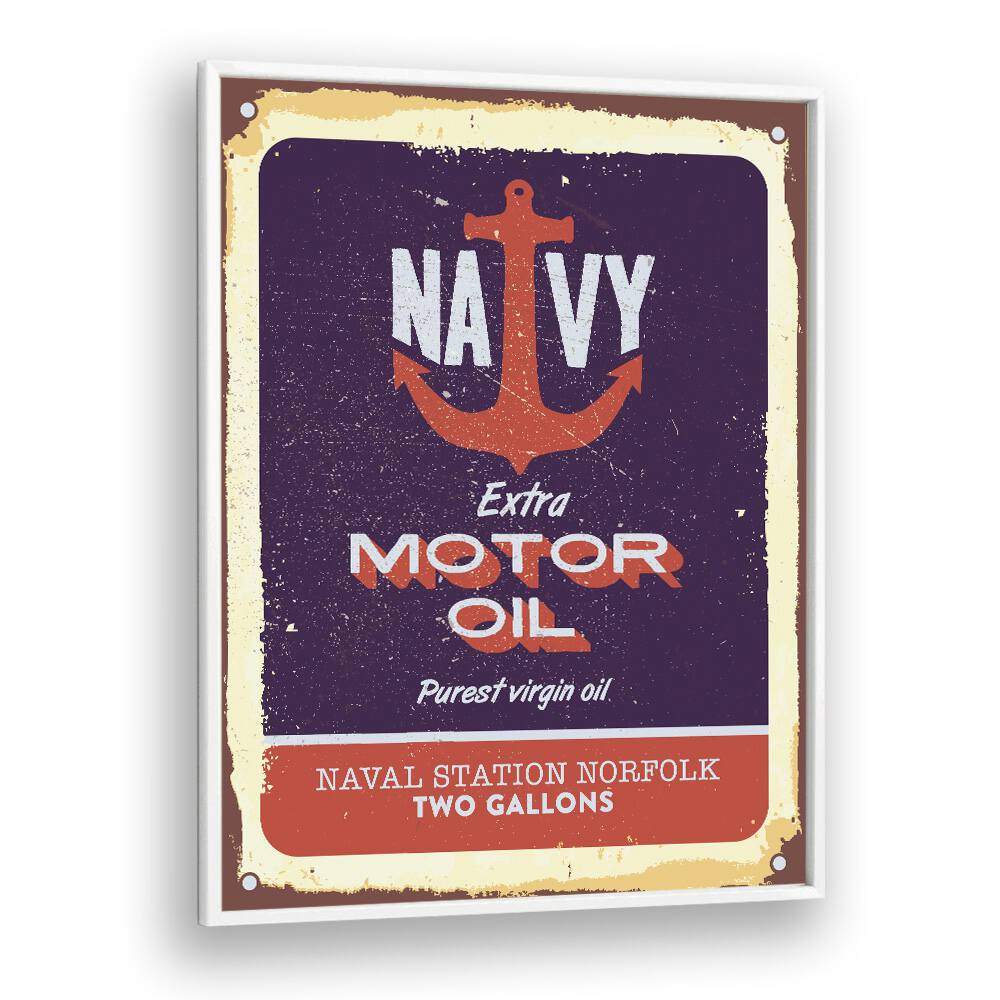 us navy car poster in White Plain Frame