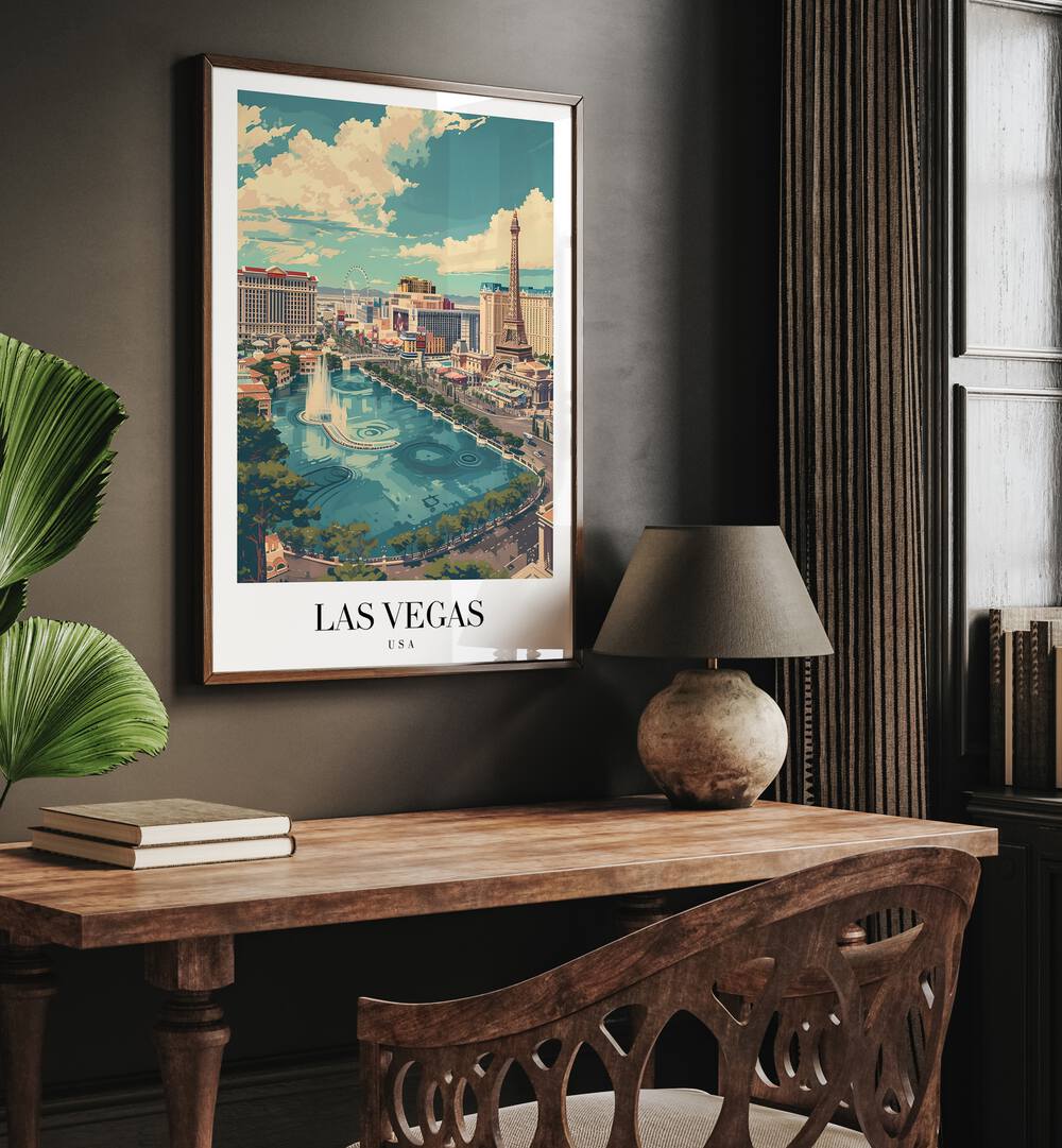 vegas travel posters Artwork II placed on a Wall 