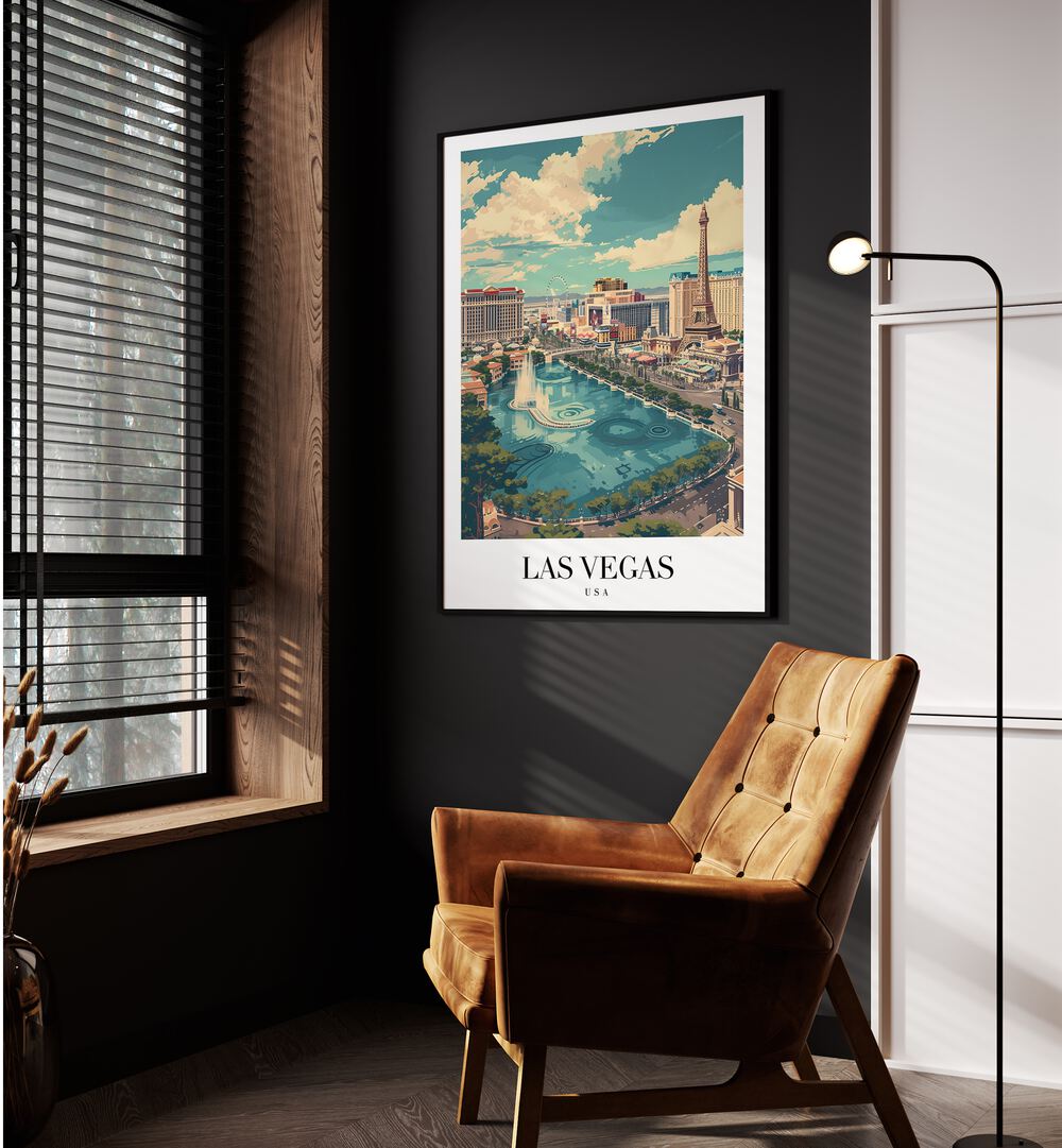 vegas travel posters Artwork III placed on a Wall 