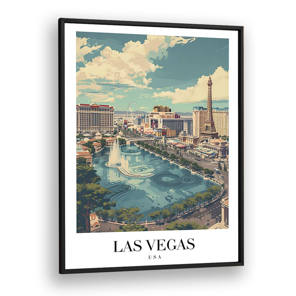 vegas travel posters in Black Plain Frame