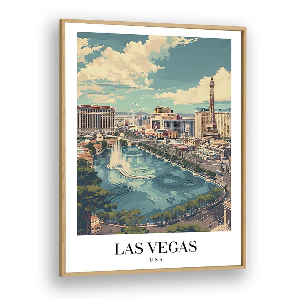 vegas travel posters in Oak Wood Plain Frame