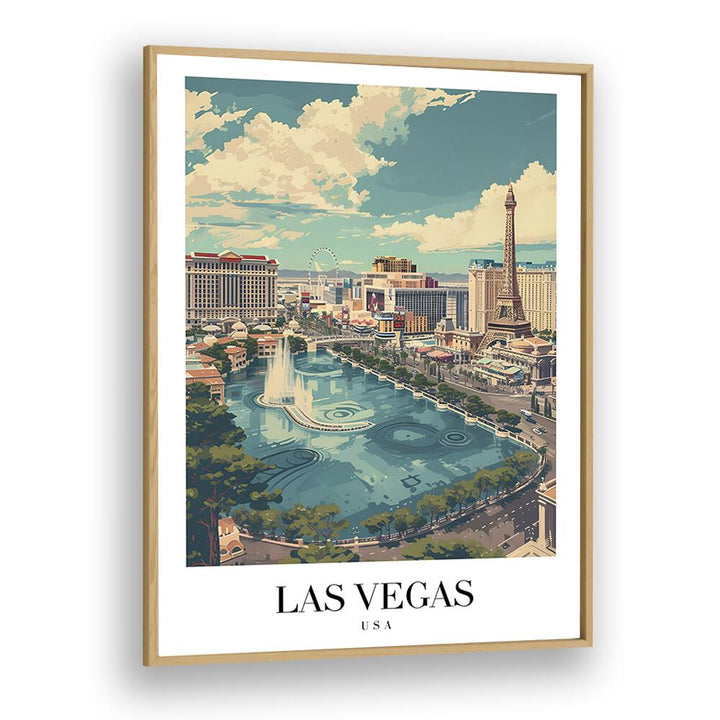 vegas travel posters in Oak Wood Plain Frame