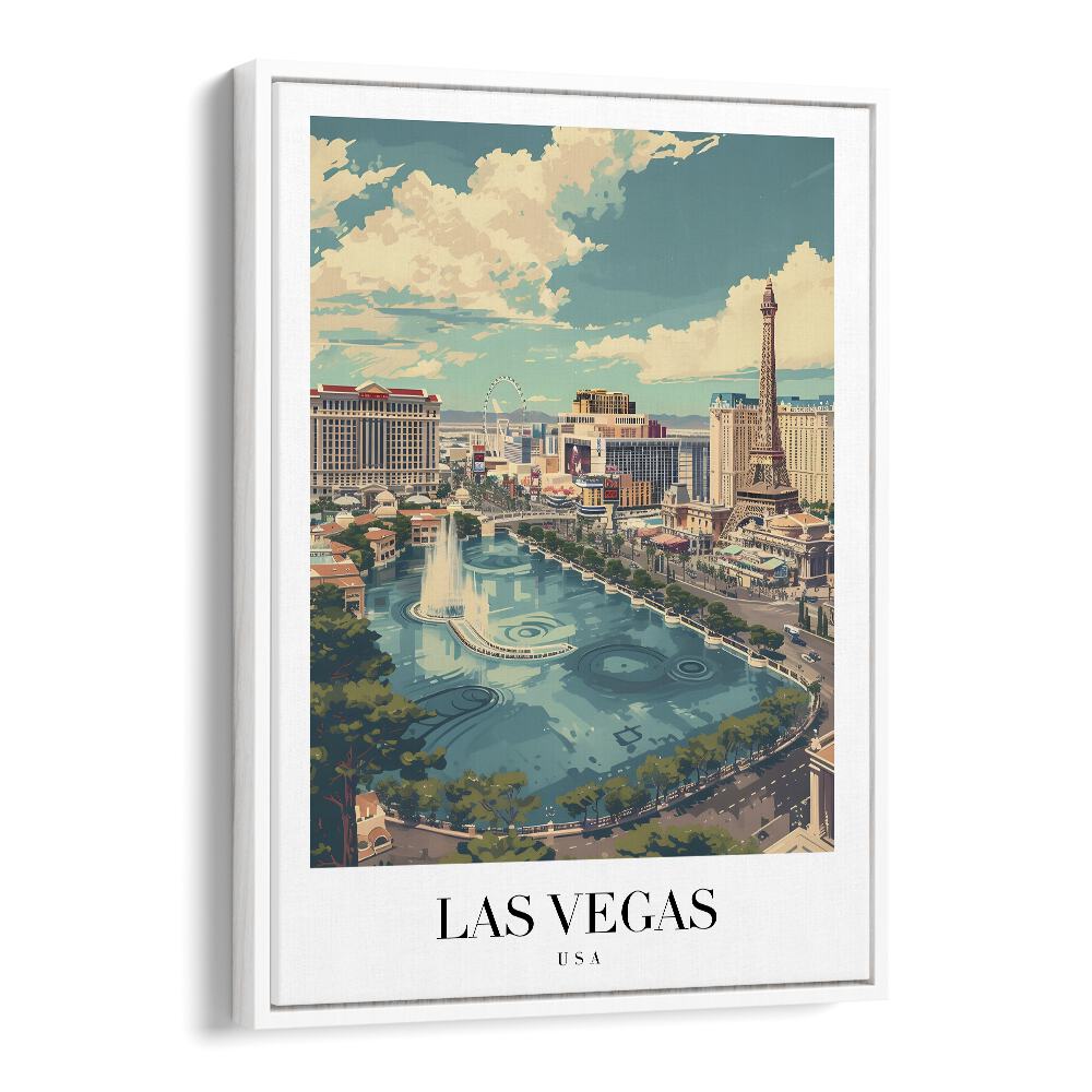 vegas travel posters in White Floater Frame