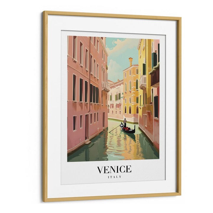 venice-italy I travel posters in Oak Wood Frame With Mount