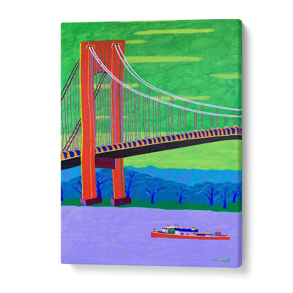 verrazzano narrows bridge landscape art prints in Gallery Wrap