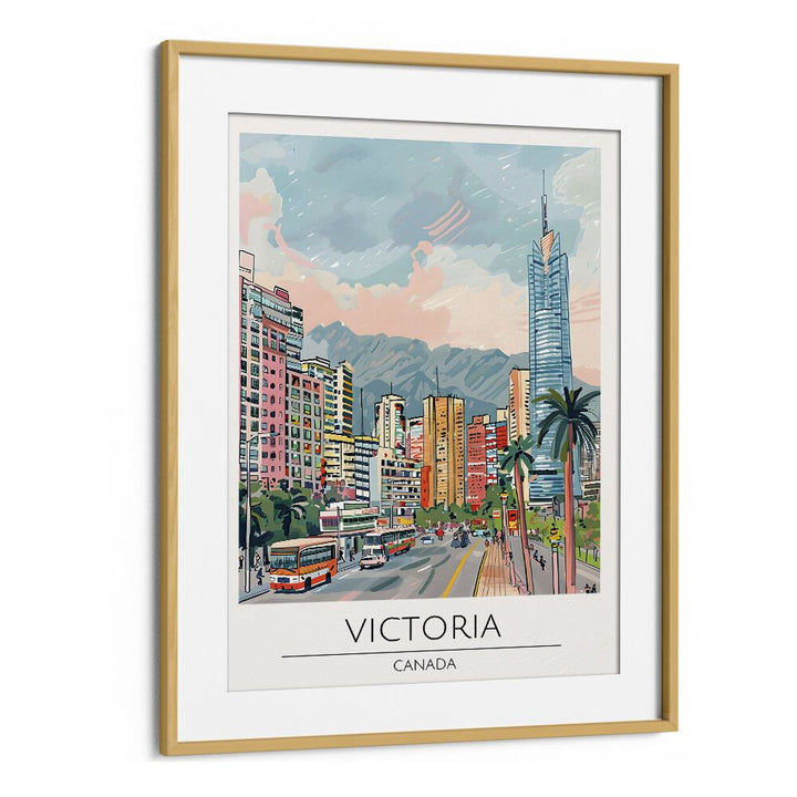 victoria-canada travel posters in Oak Wood Frame With Mount